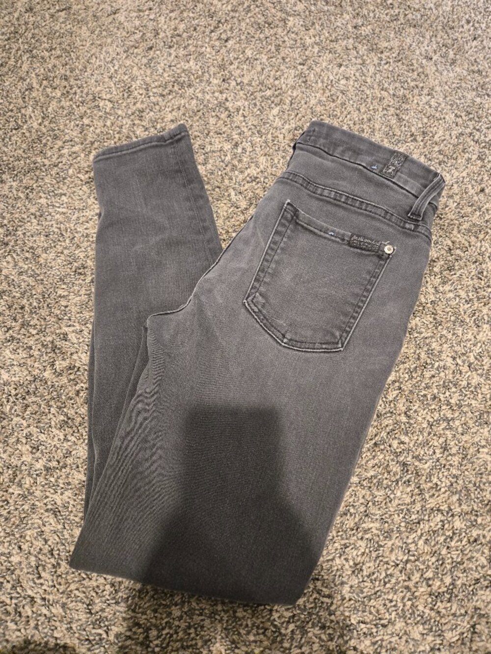 7 For All Mankind High Waist Ankle Skinny Jeans Gray Black 29